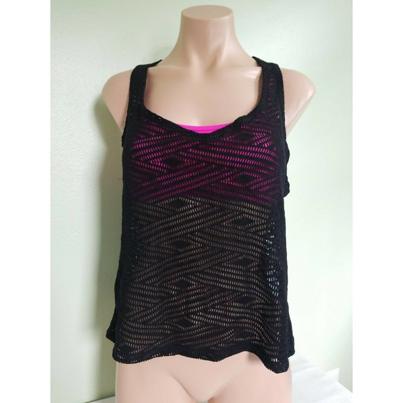 Go by Gossip black pink layered tankini top 2in1 size S - Picture 1 of 3